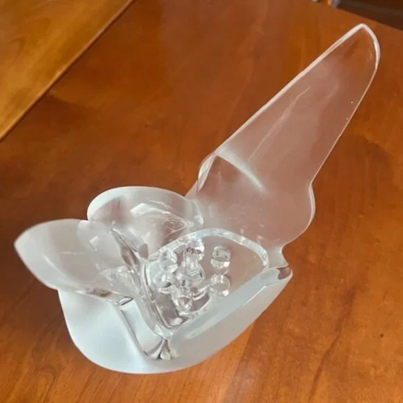 VINTAGE Lalique France Crystal Vase Figurine Frosted Glass Sylvie Doves - Picture 10 of 15